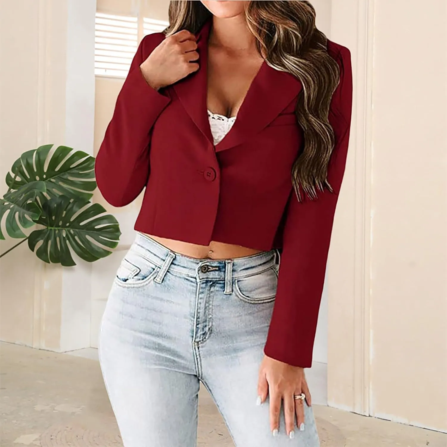 Womens Blazers for Work Casual Tweed Women's Blazers Cropped Cute Fall Winter Tops Pluse Size Herringbone Suit