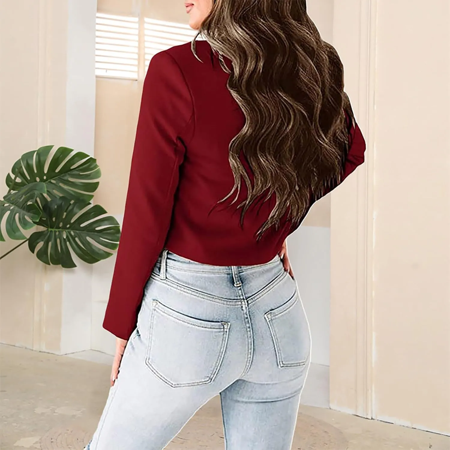 Womens Blazers for Work Casual Tweed Women's Blazers Cropped Cute Fall Winter Tops Pluse Size Herringbone Suit