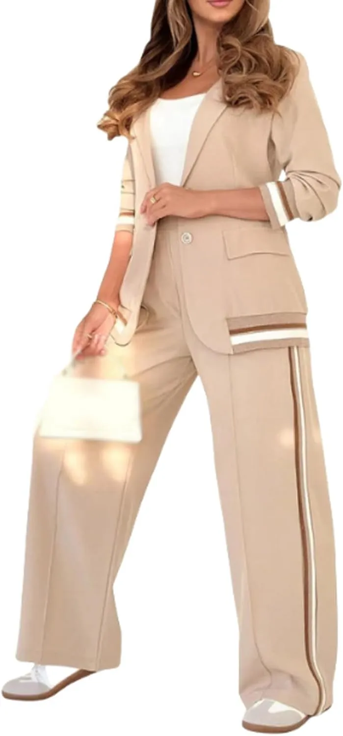 Women's Business Blazer Pant Suit Set for Work Office Two Piece Sets Pants Suits Professional Blazer Pantsuits Set