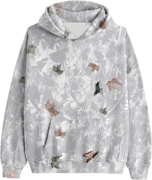 Women's Camo Hoodies Maple Leaf Print Oversized Hooded Sweatshirt Long Sleeve Fleece Pullover Hoodie Tops with Pockets