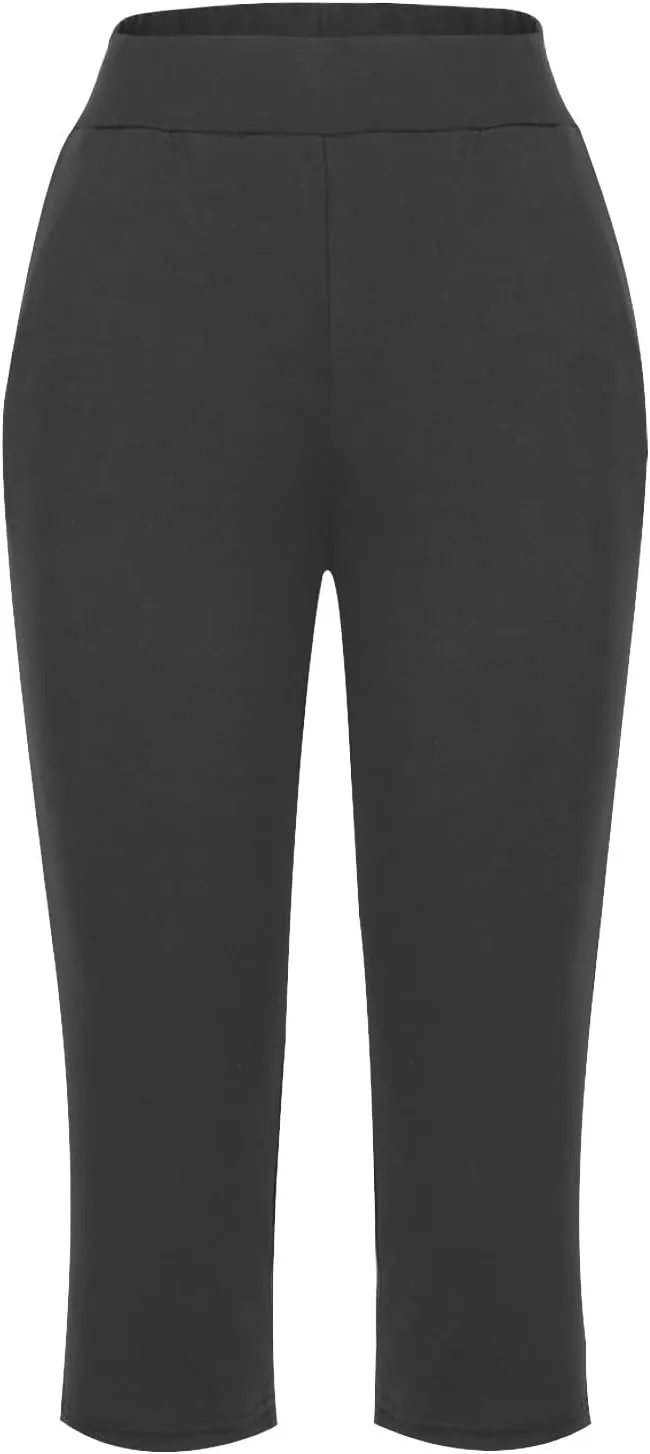 Womens Capris for Summer Elastic Waist Workout Sweatpants 2024 Casual Soft Comfy Yoga Jogger Capri Pants with Pockets