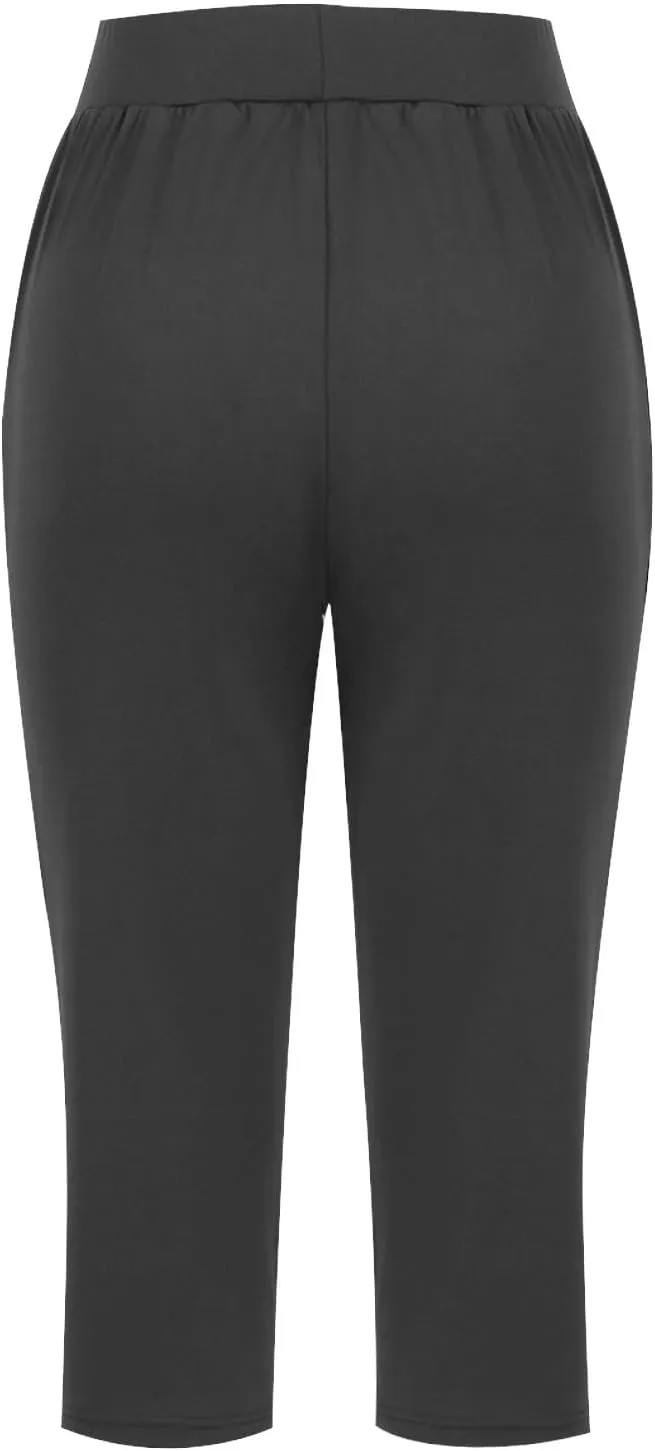 Womens Capris for Summer Elastic Waist Workout Sweatpants 2024 Casual Soft Comfy Yoga Jogger Capri Pants with Pockets
