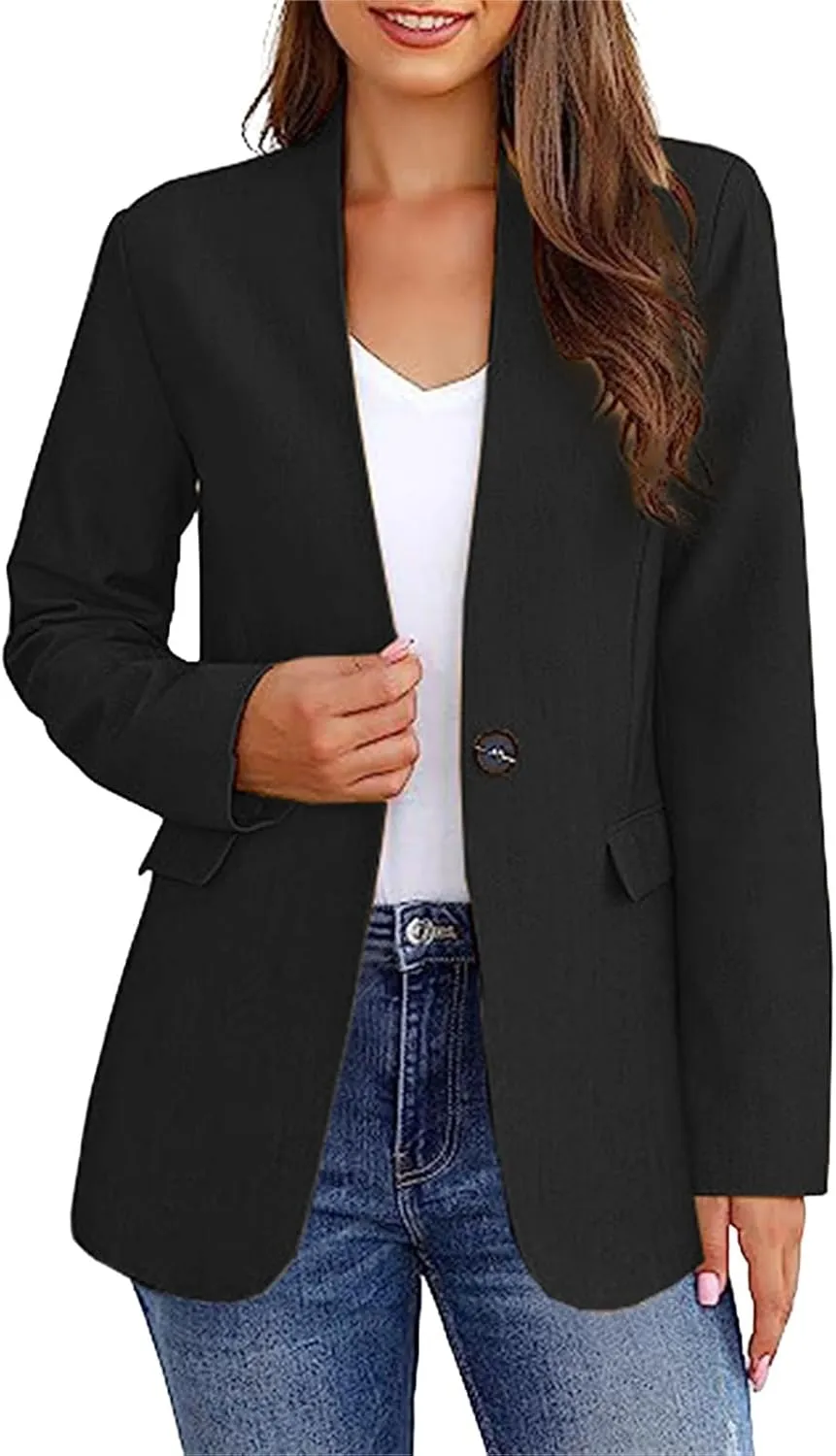 Womens Casual Blazer Jacket Business Casual Long Sleeve Open Front Work Office Suit Jackets Trendy Clothes Outwear