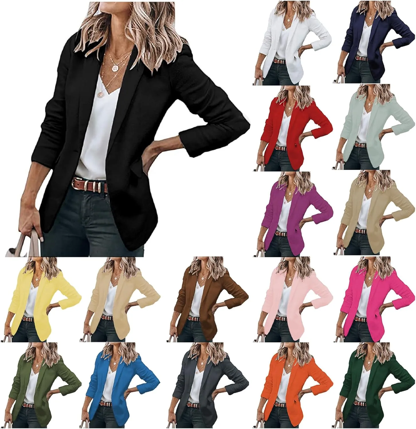 Womens Casual Blazer Jacket Single Breasted Lapel Neck Blazers Open Front Long Sleeve Cardigan