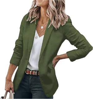 Womens Casual Blazer Jacket Single Breasted Lapel Neck Blazers Open Front Long Sleeve Cardigan
