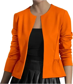 Women's Casual Blazer Trendy Casual Cropped Long Sleeve Blazer Jackets Elegant Open Front Work Office Cardigan