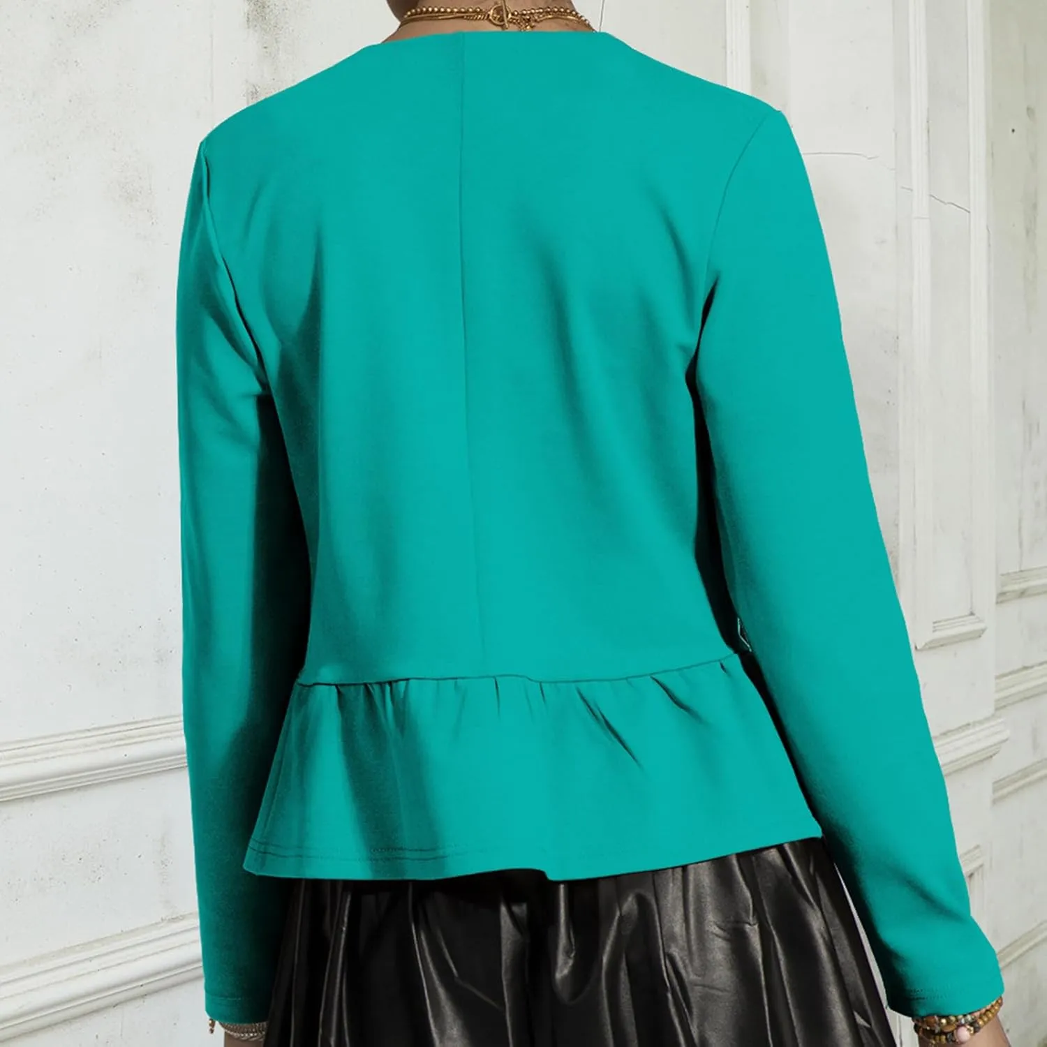 Women's Casual Blazer Trendy Casual Cropped Long Sleeve Blazer Jackets Elegant Open Front Work Office Cardigan