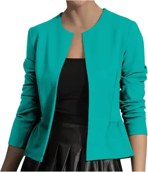 Women's Casual Blazer Trendy Casual Cropped Long Sleeve Blazer Jackets Elegant Open Front Work Office Cardigan