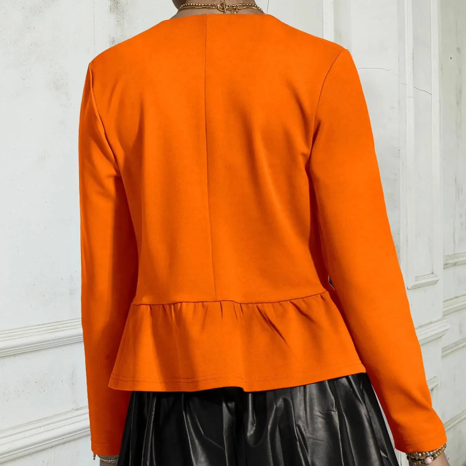 Women's Casual Blazer Trendy Casual Cropped Long Sleeve Blazer Jackets Elegant Open Front Work Office Cardigan