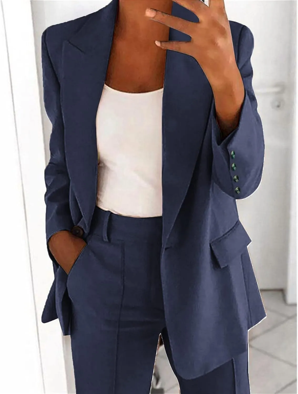 Women's Casual Blazers Business Lightweight Button Down Long Sleeve Jacket Open Front Blazer Summer Cardigan Work Suit