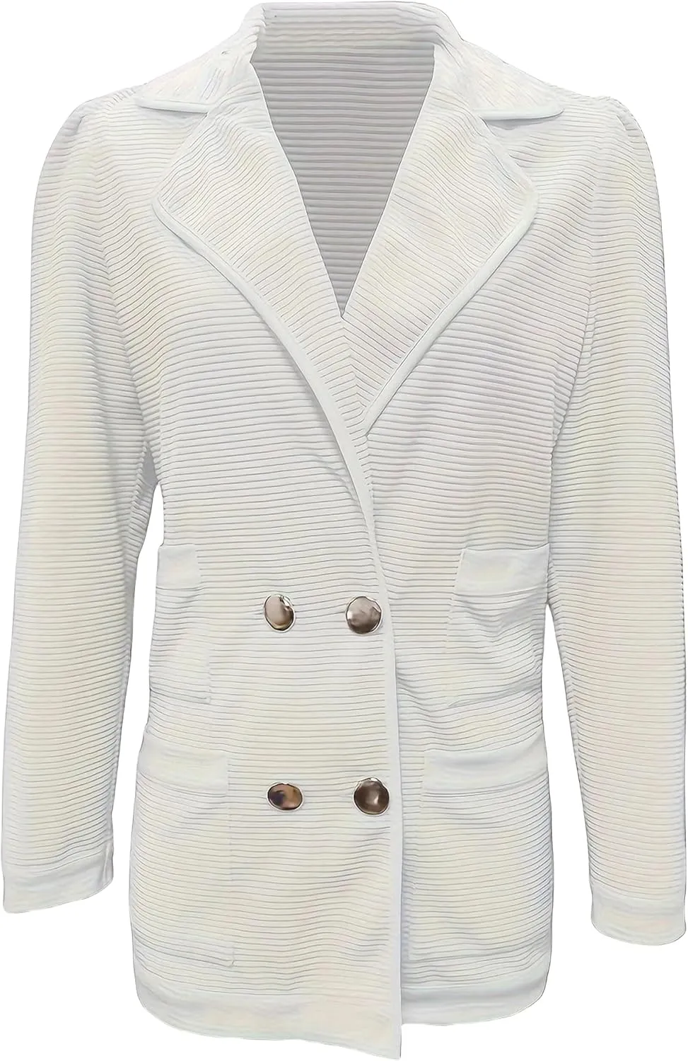Womens Casual Long Sleeve Blazers Business Casual Jacket Textured Button Coat Lightweight Cardigans with Pockets