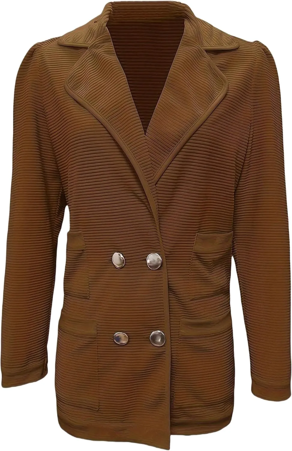Womens Casual Long Sleeve Blazers Business Casual Jacket Textured Button Coat Lightweight Cardigans with Pockets