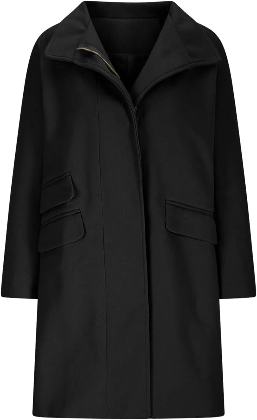 Women's Classic Open Front Casual Jacket Coat, Winter Wool Blend Over Pea Coats Long Sleeve Zip Up Comfy Outerwear