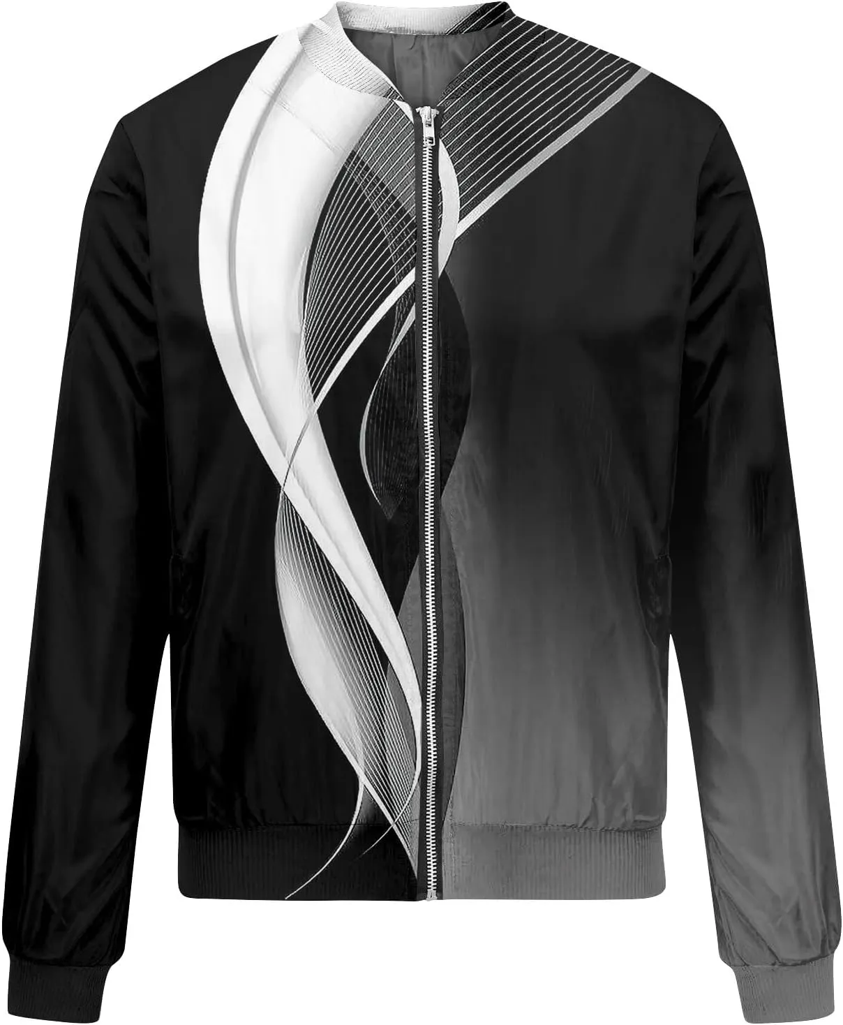 Women'S Coat 2024 with Zipper Fashionable Multi Print Long Sleeved Jacket