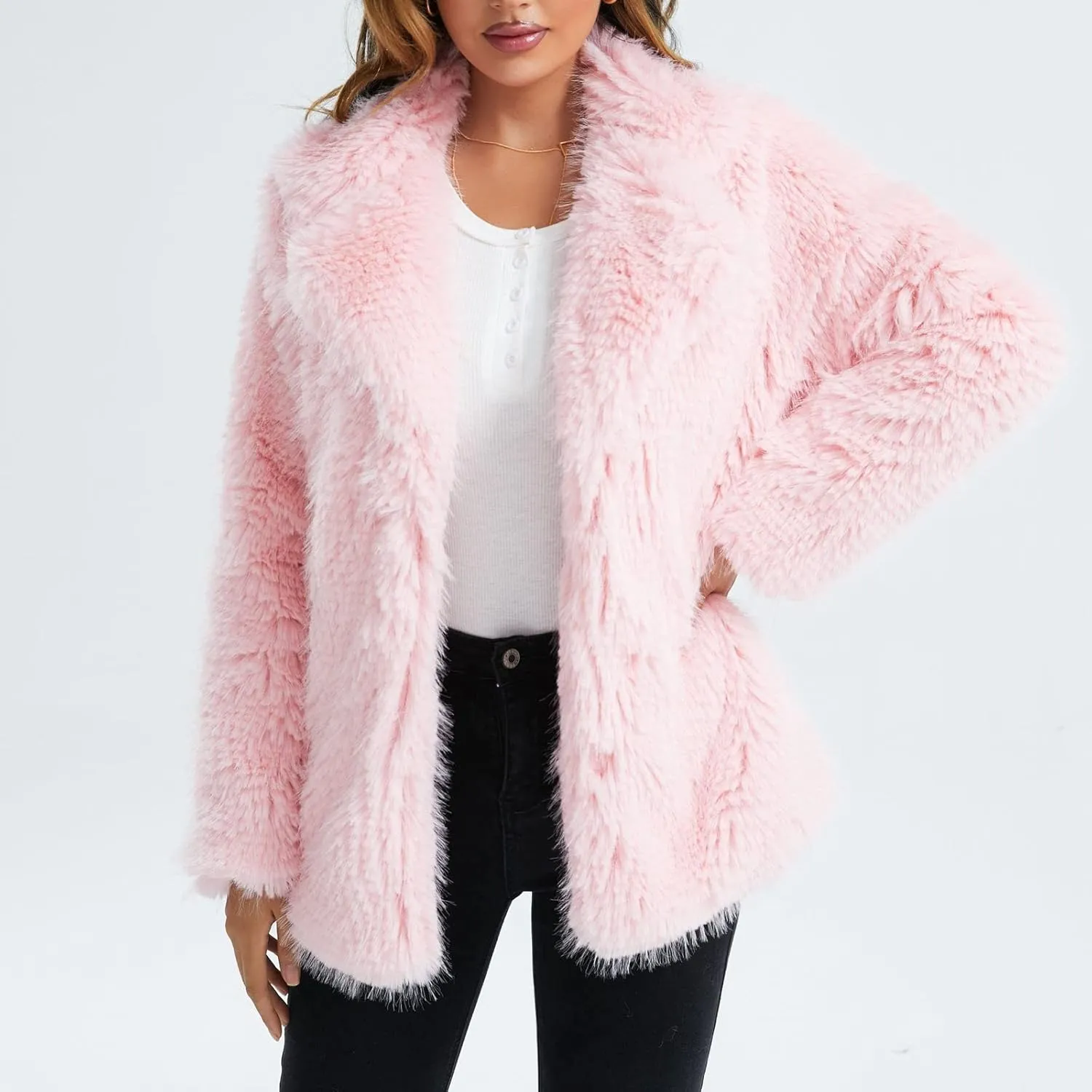 Women's Coats Autumn And Winter Plush Long Sleeve Warm Cardigan Coat, S-2XL