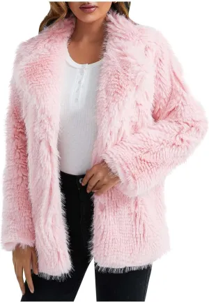 Women's Coats Autumn And Winter Plush Long Sleeve Warm Cardigan Coat, S-2XL