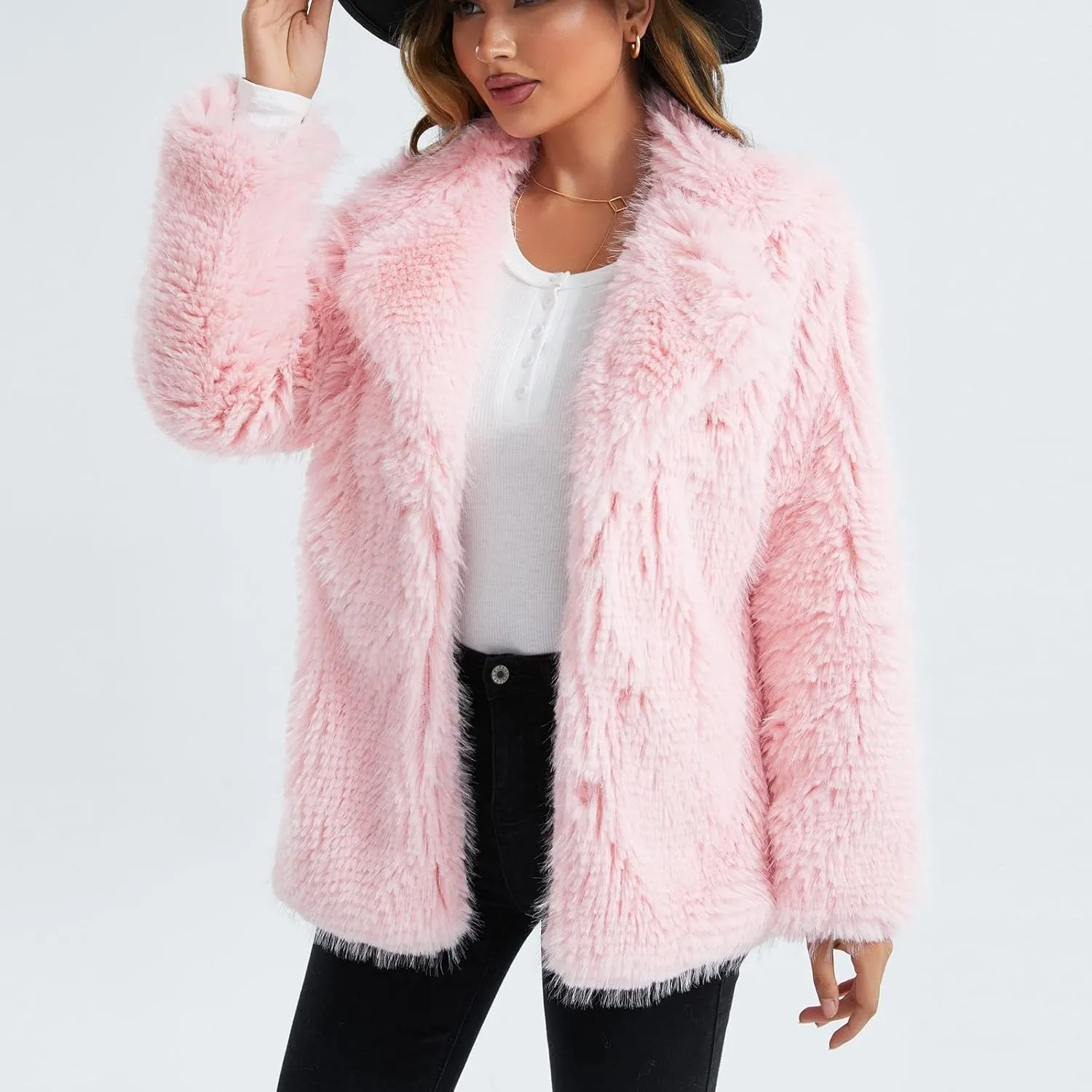 Women's Coats Autumn And Winter Plush Long Sleeve Warm Cardigan Coat, S-2XL