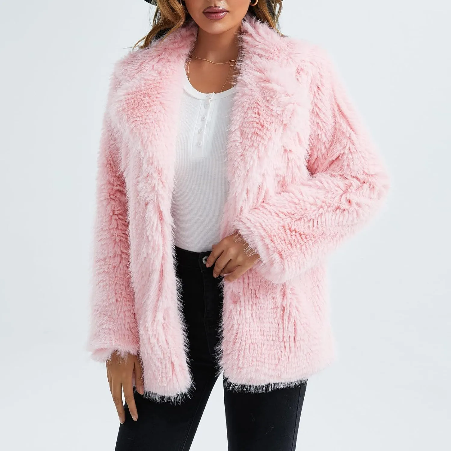 Women's Coats Autumn And Winter Plush Long Sleeve Warm Cardigan Coat, S-2XL
