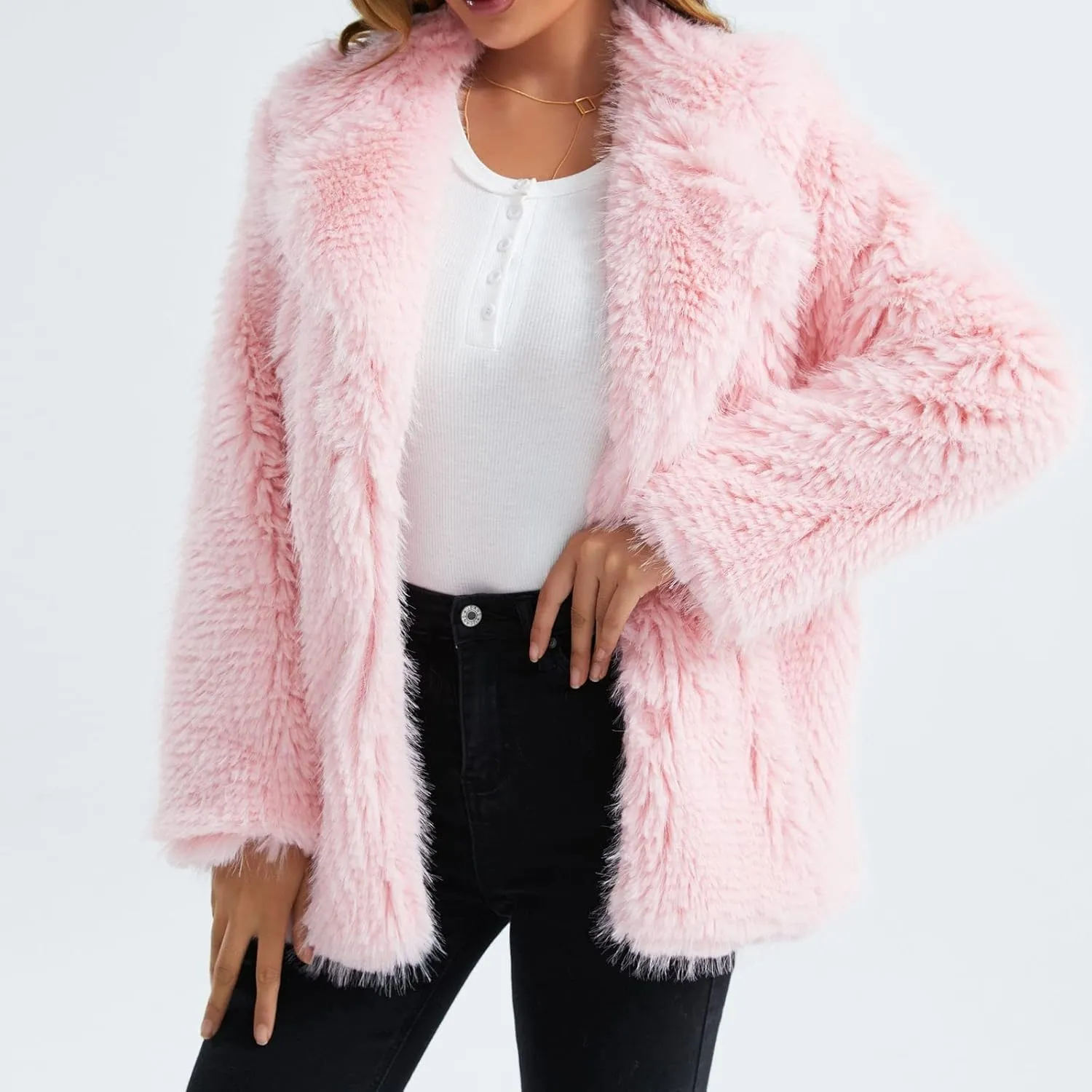 Women's Coats Autumn And Winter Plush Long Sleeve Warm Cardigan Coat, S-2XL