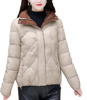 Women's Crop Short Jacket Cropped Puffer Fashion Jackets for Women Warm Winter Lightweight Down Coat Quilted Outerwear