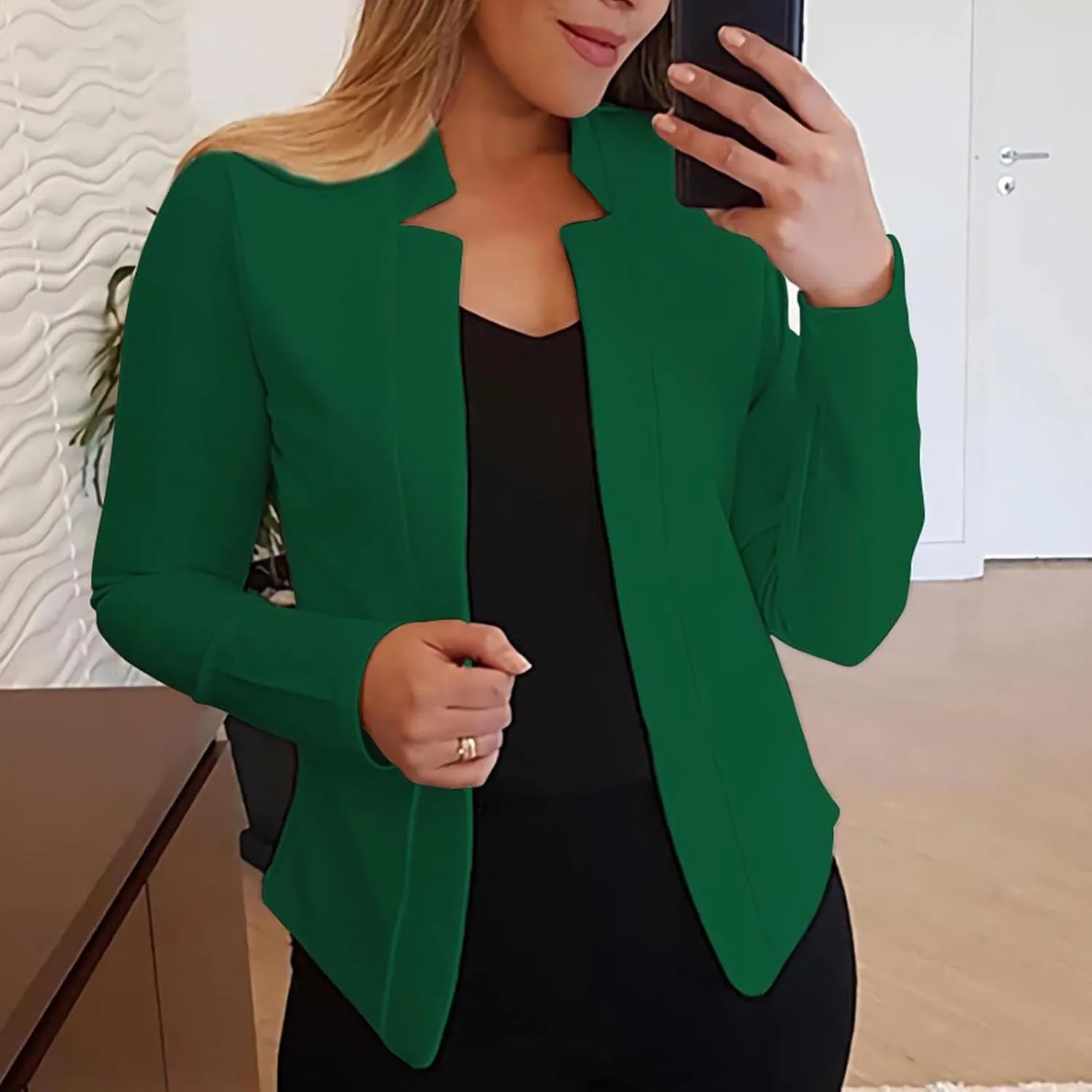 Women's Cropped Blazer Jacket Dressy Cardigan Lightweight Office Jacket Plus Size Open Front Suit Blazers Outerwear