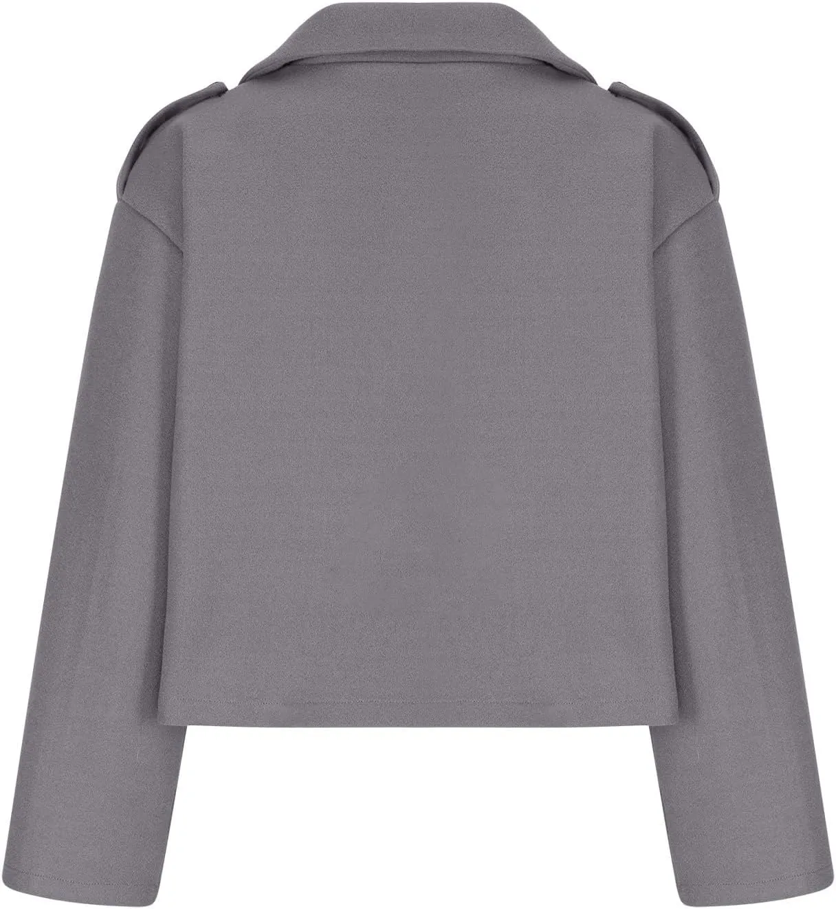 Womens Cropped Pea Coat Fall Winter Wool Blend Lapel Collar Short Jacket Comfy Thermal Chunky Long Sleeve Jackets