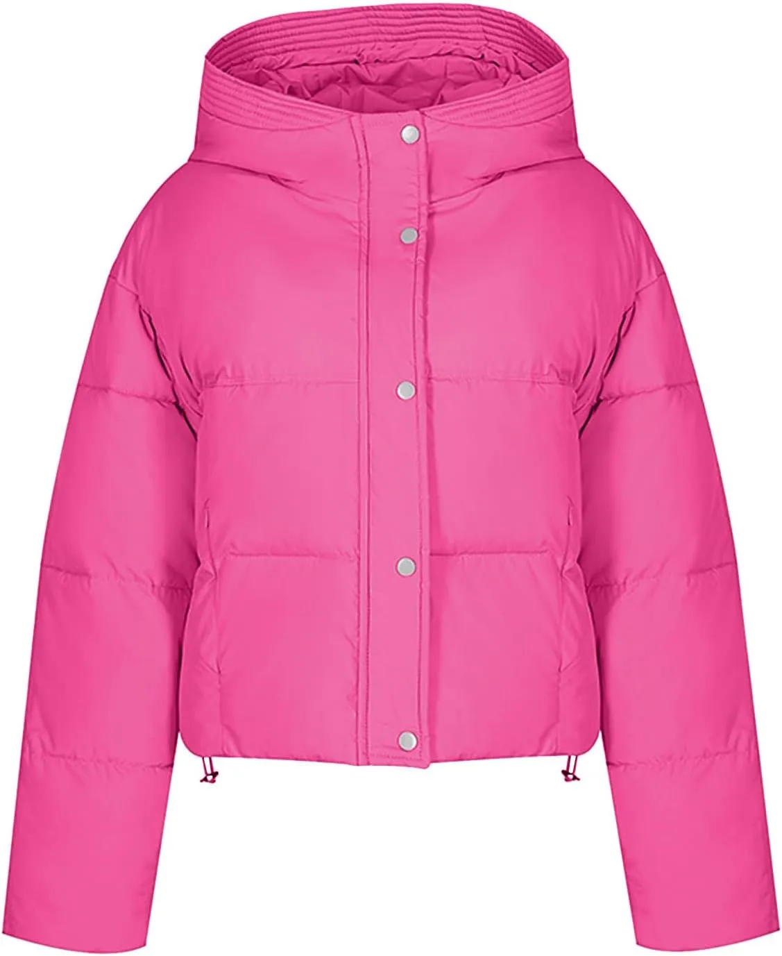 Women's Cropped Puffer Jackets Hooded Winter Coats Thicken Puffy Short Down Coats Quilted Lightweight Jackets Outerwear