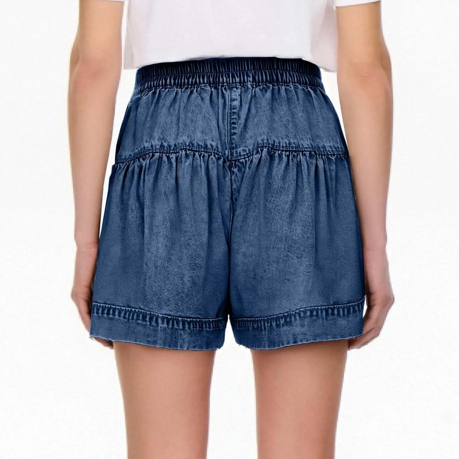 Women's Denim Shorts Summer Baggy High Waisted Flowy Wide Leg Buttons Pleated Jean Shorts Summer 2025 Casual Skorts