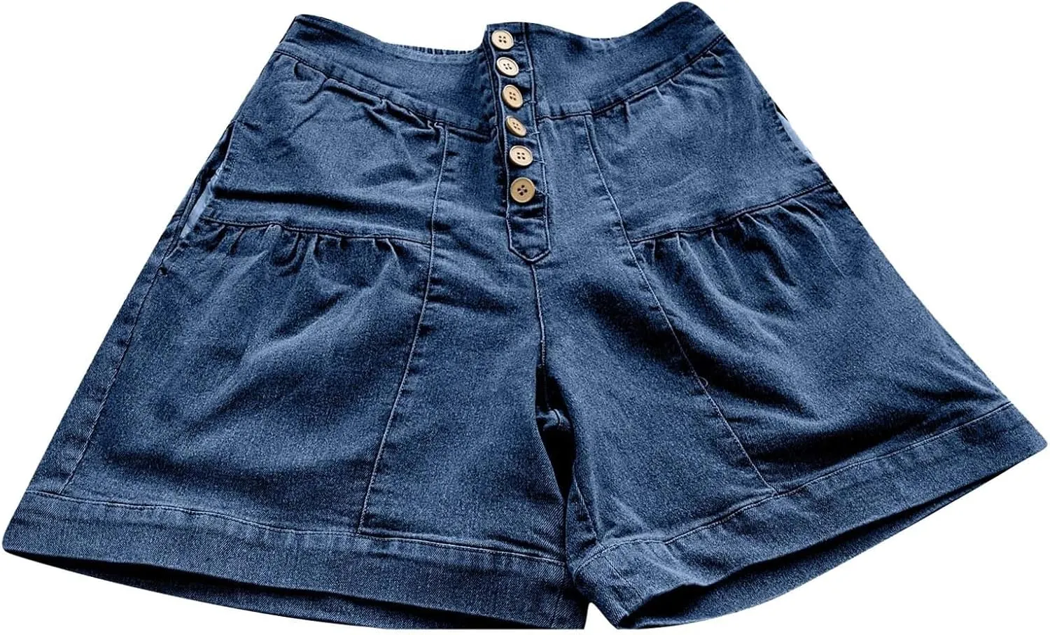 Women's Denim Shorts Summer Baggy High Waisted Flowy Wide Leg Buttons Pleated Jean Shorts Summer 2025 Casual Skorts