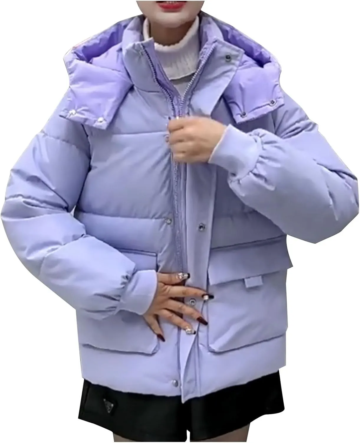 Women's Down Coats with Hood Thicken Winter Puffer Jackets Warm Puffy Quilted Jackets Padded Coats Parkas Outerwear