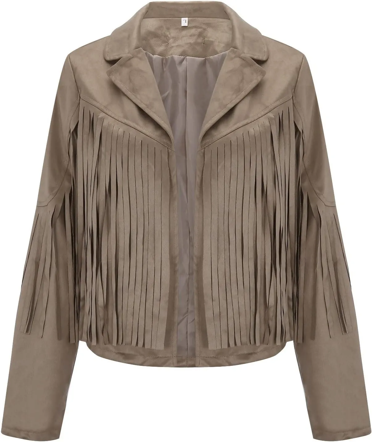 Women's Faux Suede Leather Fringe Jacket Cowgirl Crop Moto Biker Jackets Open Front Tassel Coat Tops 2024 Trendy