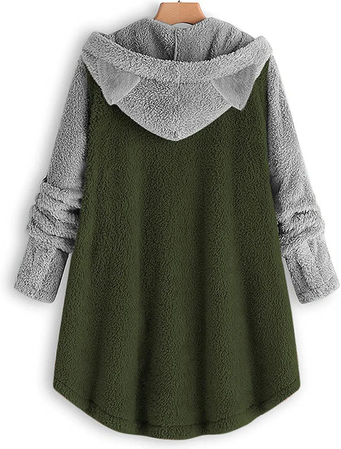 Womens Fleece Jacket 2024 Fall Winter Long Sleeve Button Sherpa Coats Cardigans Hood Fuzzy Outerwear with Pockets