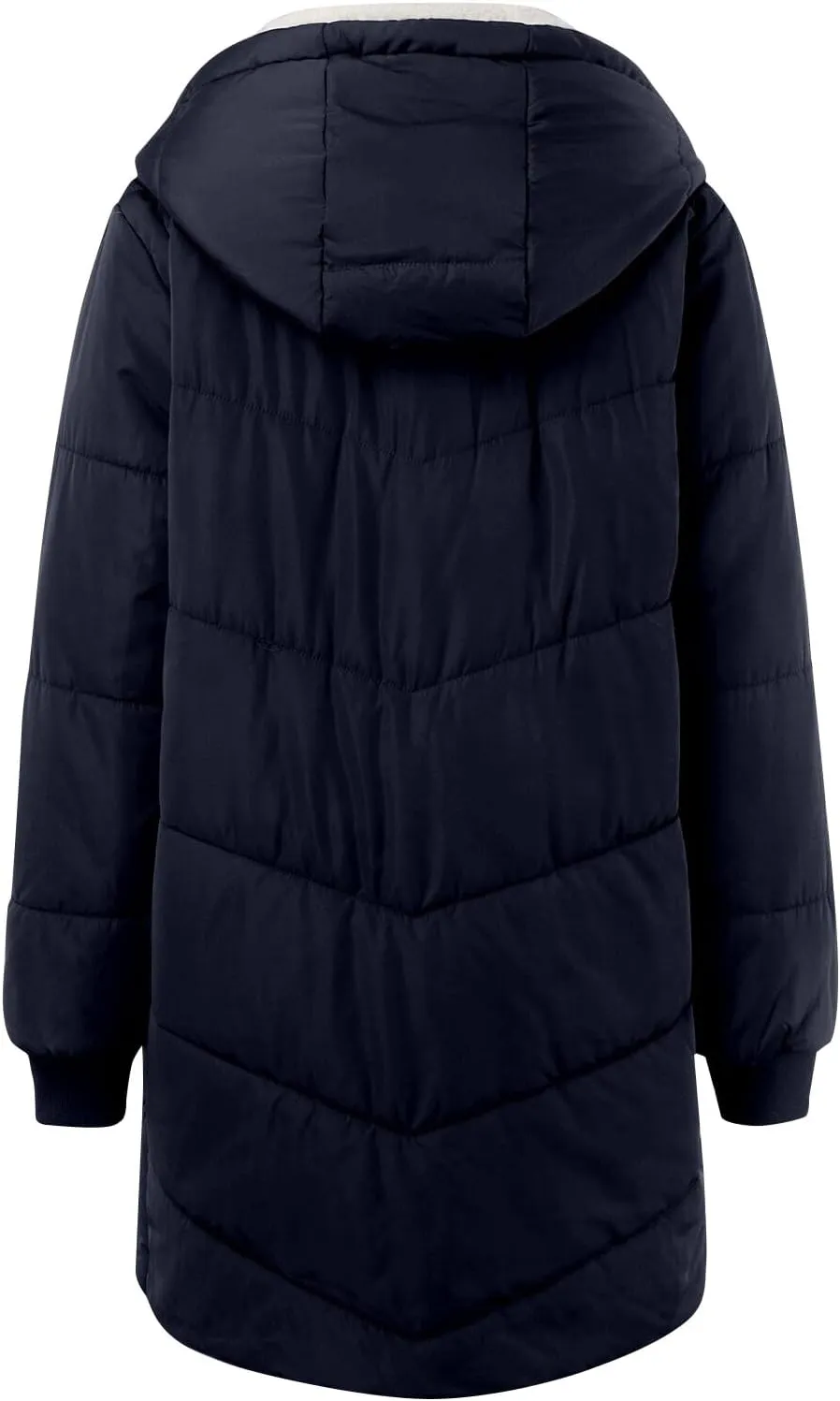Womens Fleece Lined Long Puffer Jacket 2024 Winter Warm Comfy Down Coat Fashion Temperament Padded Outwear with Hood