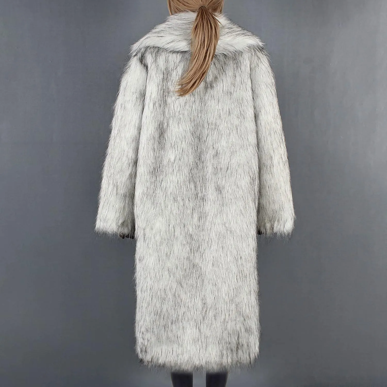 Women's Fluffy Jackets Fashion Casual Long Plush Solid Color Coat Thermal Cardigan Jacket, M-2XL