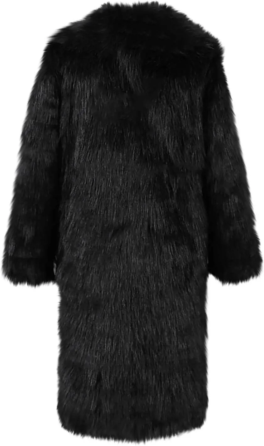Women's Fluffy Jackets Fashion Casual Long Plush Solid Color Coat Thermal Cardigan Jacket, M-2XL