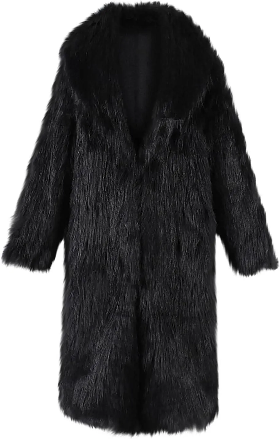 Women's Fluffy Jackets Fashion Casual Long Plush Solid Color Coat Thermal Cardigan Jacket, M-2XL