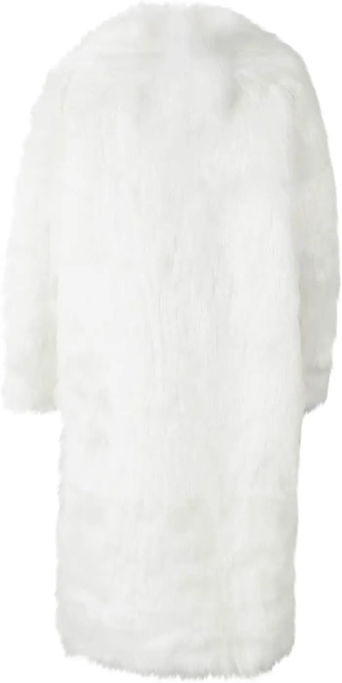 Women's Fluffy Jackets Fashion Casual Long Plush Solid Color Coat Thermal Cardigan Jacket, M-2XL