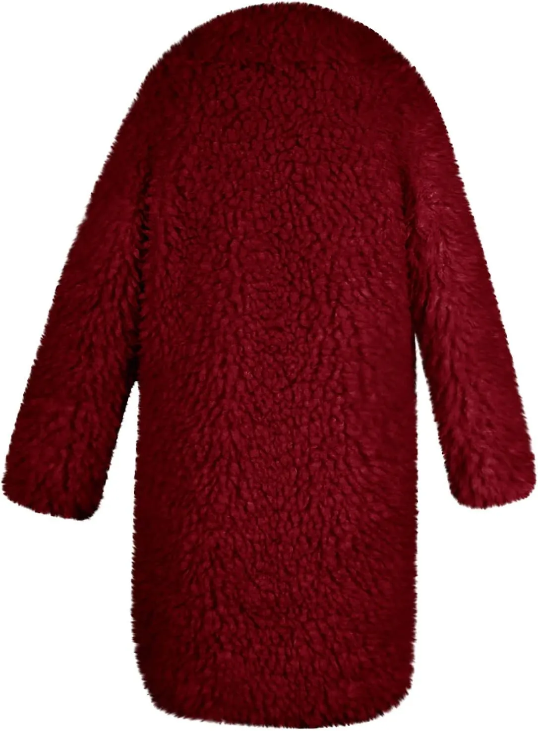 Women's Fluffy Jackets Fashion Casual Long Plush Solid Color Coat Thermal Cardigan Jacket, M-2XL