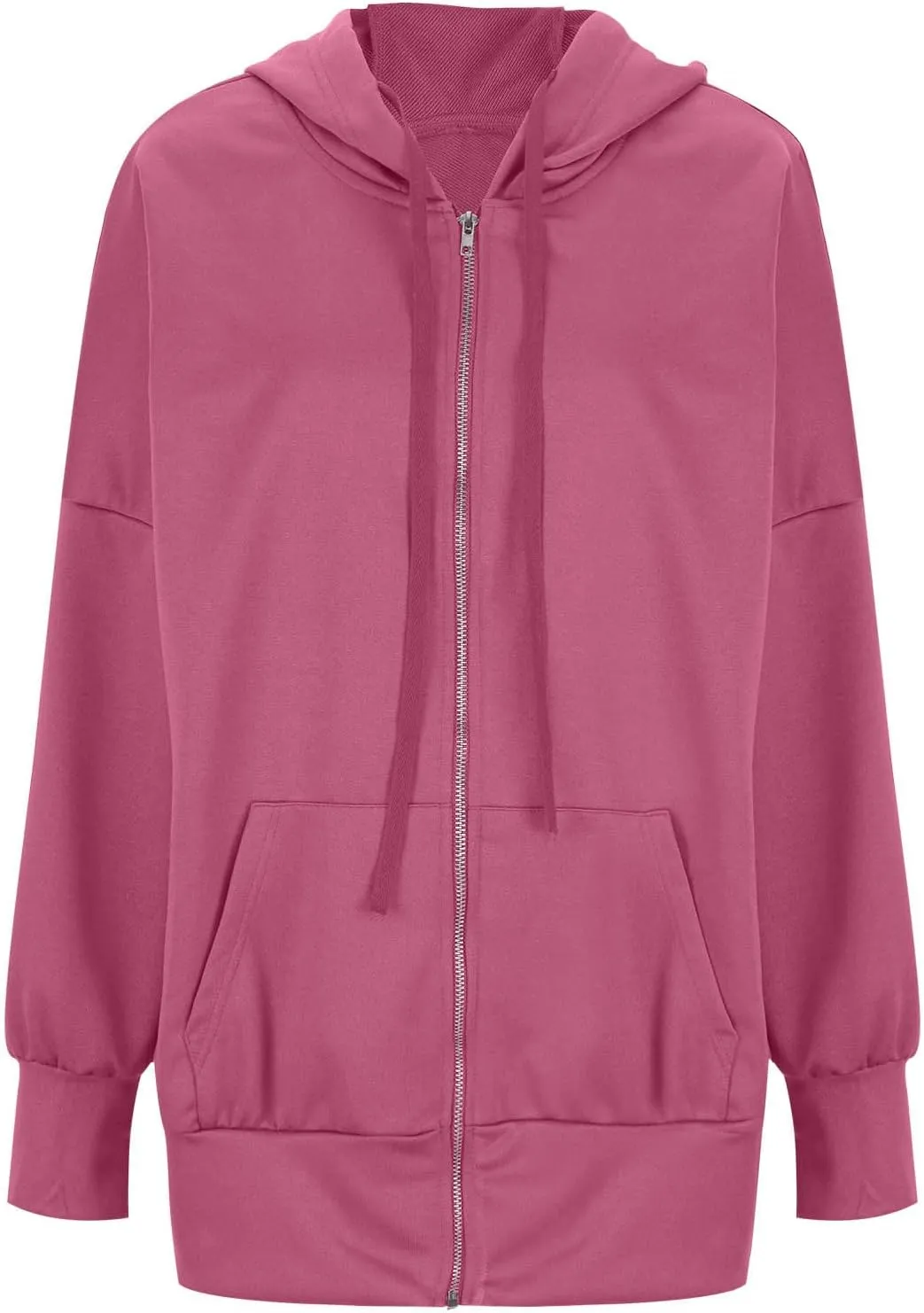 Women's Full Zip Hoodies Casual Loose Hooded Sweatshirt Jackets Soft Outerwear Fall Winter Track Jacket with Pocket