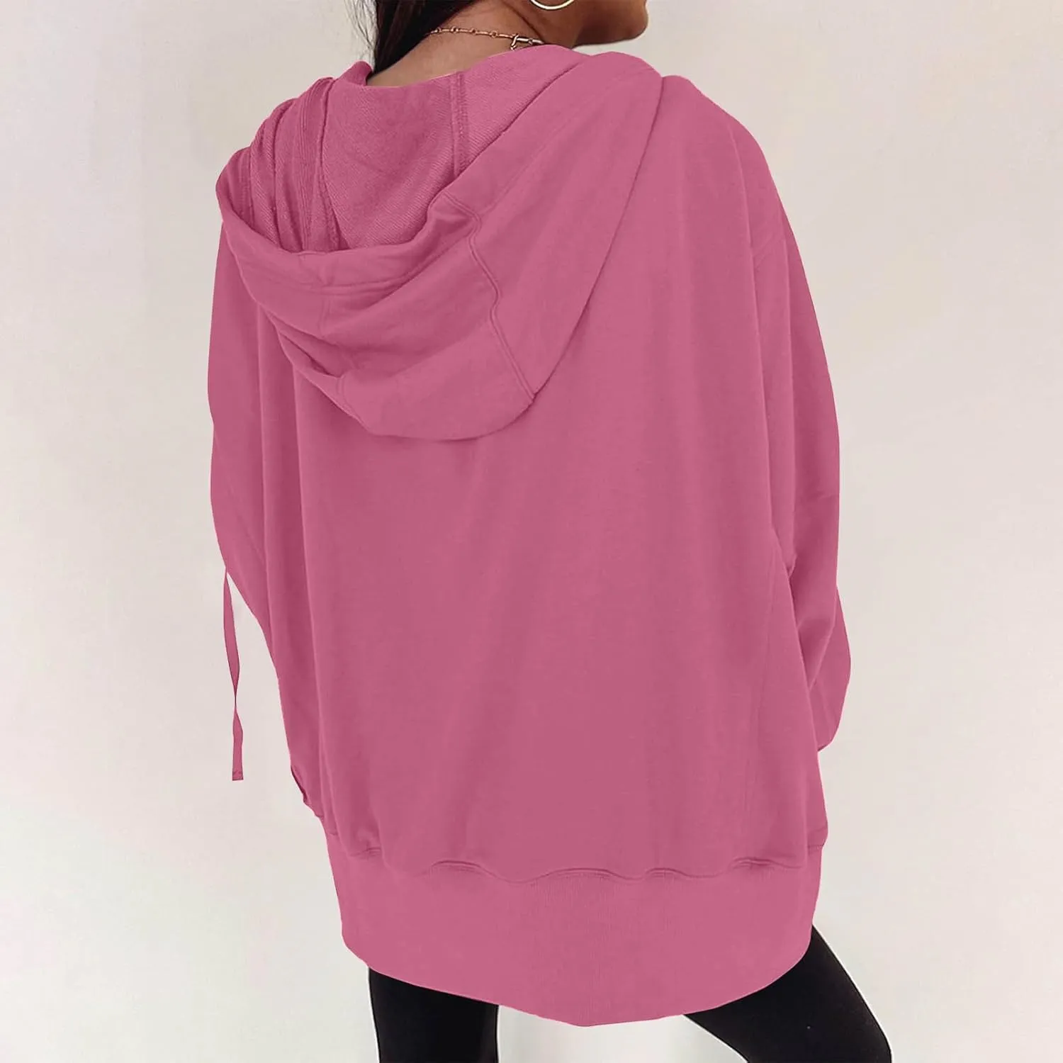Women's Full Zip Hoodies Casual Loose Hooded Sweatshirt Jackets Soft Outerwear Fall Winter Track Jacket with Pocket
