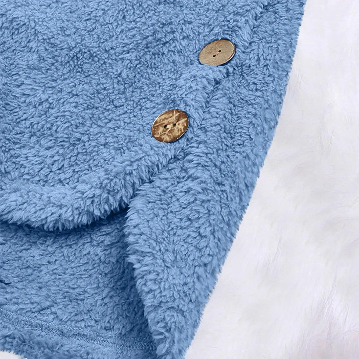 Womens Fuzzy Sherpa Hooded Jacket Fall 2024 Shaggy Fleece Soft Warm Coat Long Sleeve Button Down Cardigan Sweaters