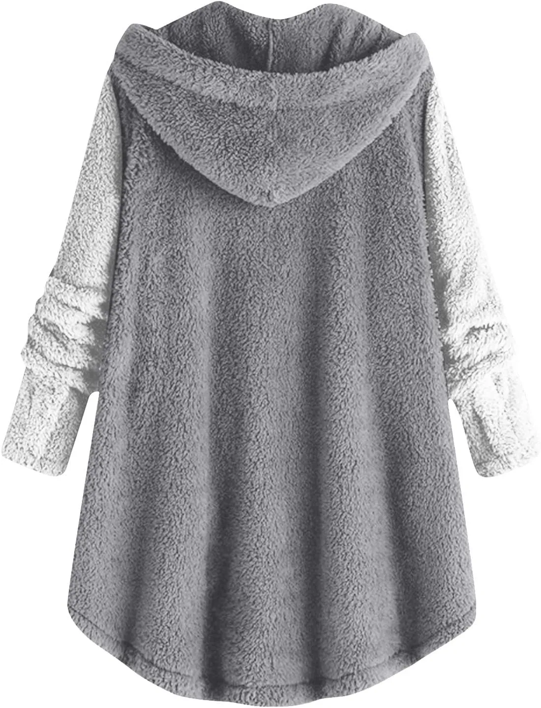 Womens Fuzzy Sherpa Hooded Jacket Fall 2024 Shaggy Fleece Soft Warm Coat Long Sleeve Button Down Cardigan Sweaters