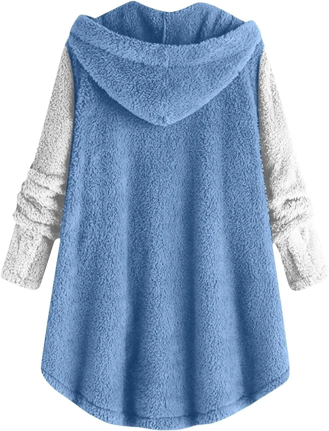 Womens Fuzzy Sherpa Hooded Jacket Fall 2024 Shaggy Fleece Soft Warm Coat Long Sleeve Button Down Cardigan Sweaters