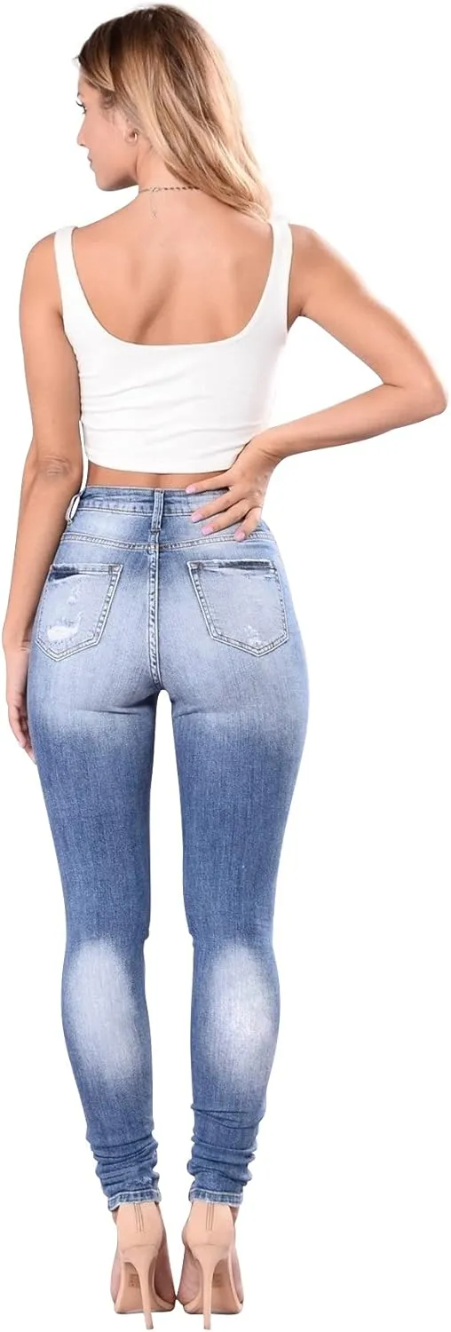 Women's High Waisted Jeans for Women Ripped Skinny Stretch Jeans Distressed Butt Lifting Denim Pants