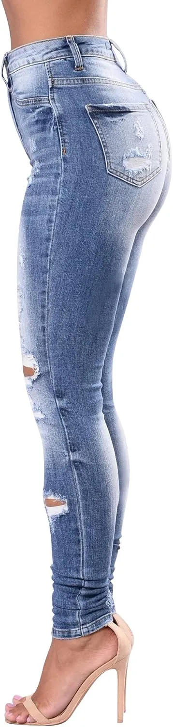 Women's High Waisted Jeans for Women Ripped Skinny Stretch Jeans Distressed Butt Lifting Denim Pants