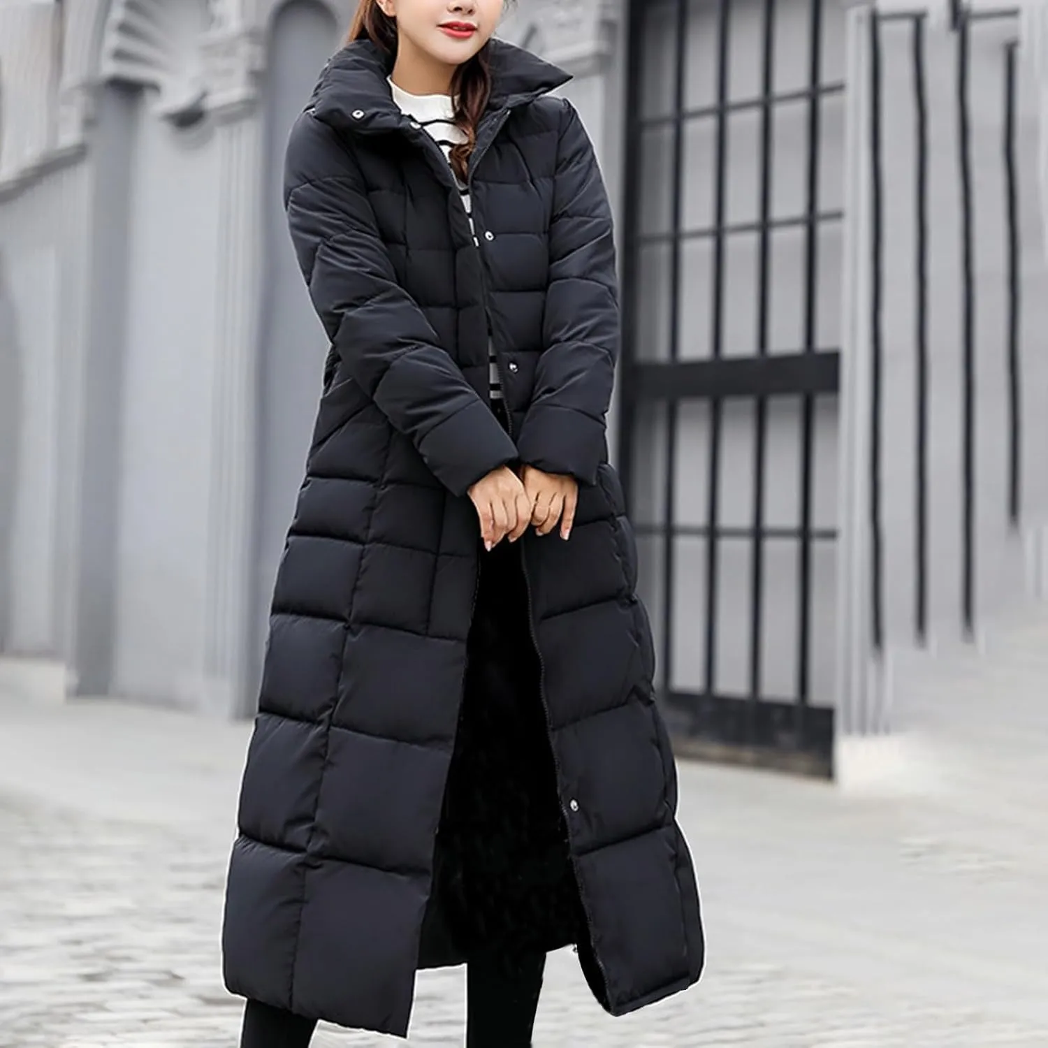 Women's Hooded Puffer Down Coat Long Winter Jacket with Hood Quilted Jacket Ladies Coats Womens Winter