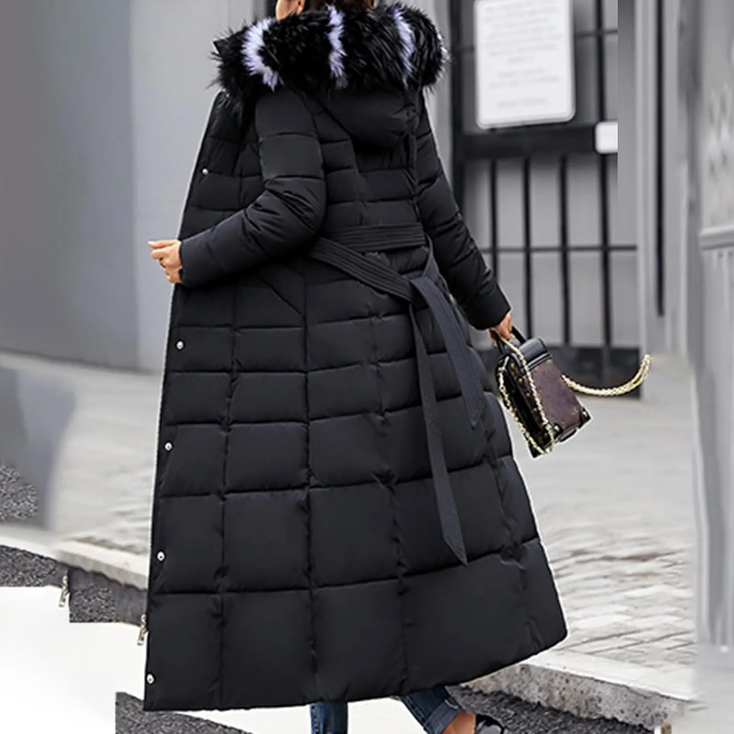 Women's Hooded Puffer Down Coat Long Winter Jacket with Hood Quilted Jacket Ladies Coats Womens Winter