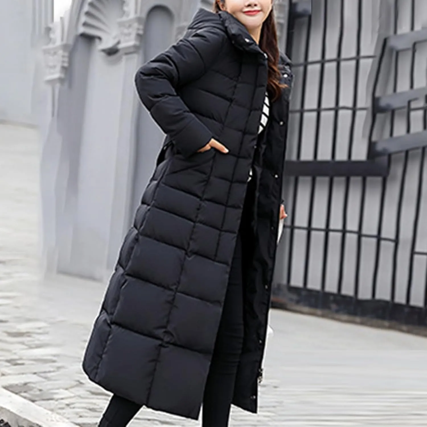 Women's Hooded Puffer Down Coat Long Winter Jacket with Hood Quilted Jacket Ladies Coats Womens Winter
