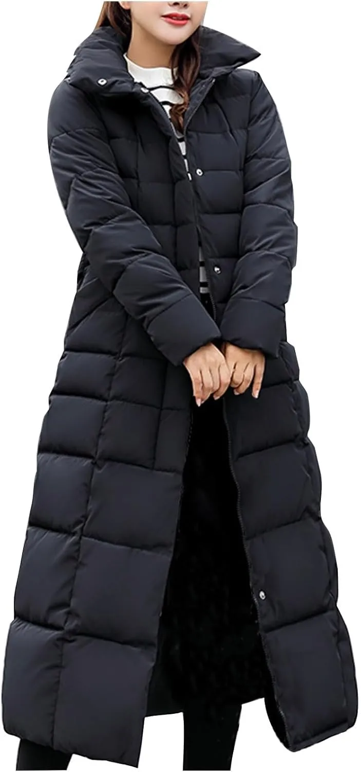 Women's Hooded Puffer Down Coat Long Winter Jacket with Hood Quilted Jacket Ladies Coats Womens Winter