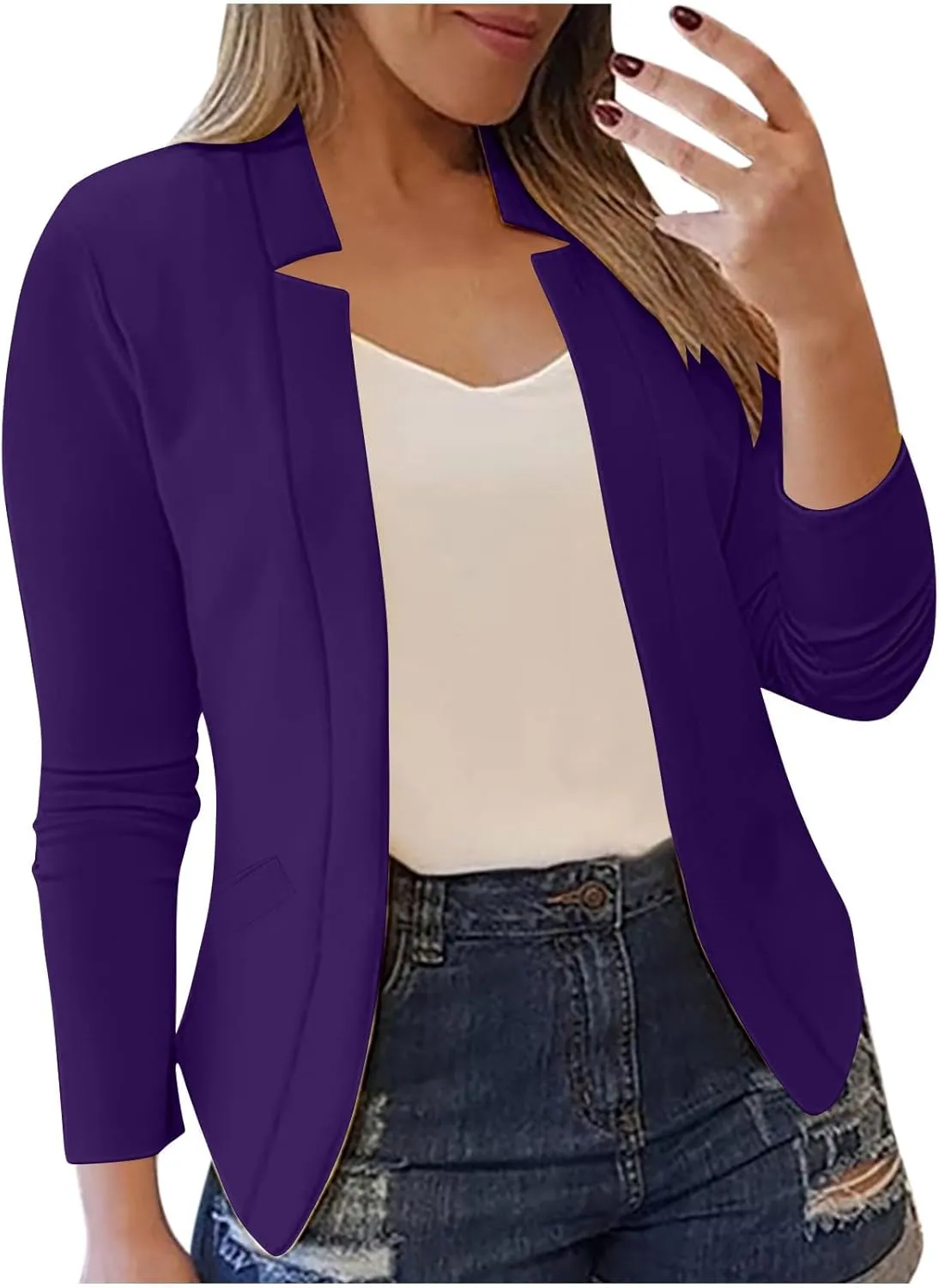 Womens Interview Clothing Fitted Cropped Blazer Solid Color Shorts Blazer Outfit Outerwear Blazer Formal Jackets